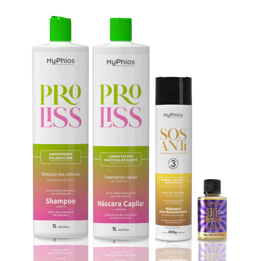 ProLiss 1L + SOS Antiemborrachamento 300g + Óleo Repair Sunflower 7ml