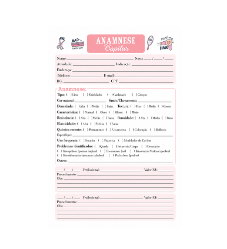 Fichas de Cliente / Anamnese