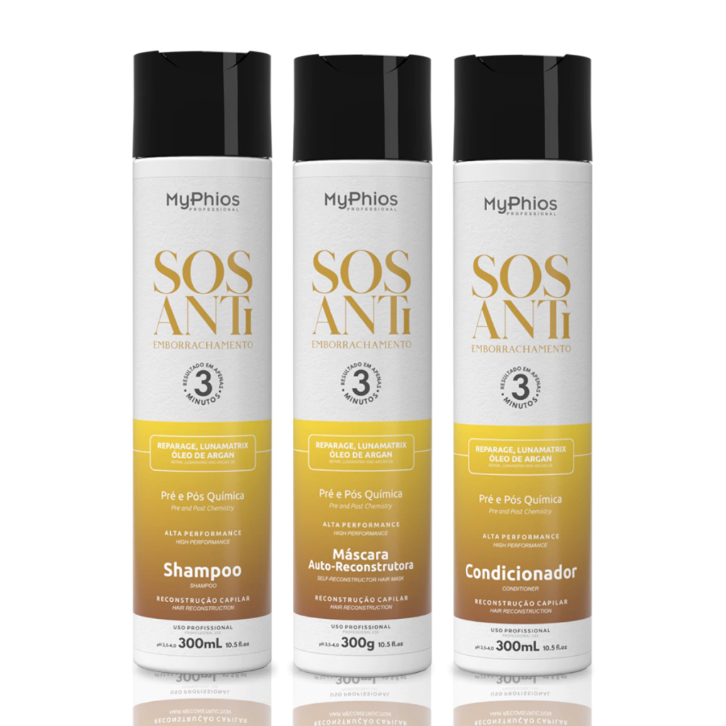 SOS Antiemborrachamento - Kit Shampoo, Máscara e Condicionador 300ml