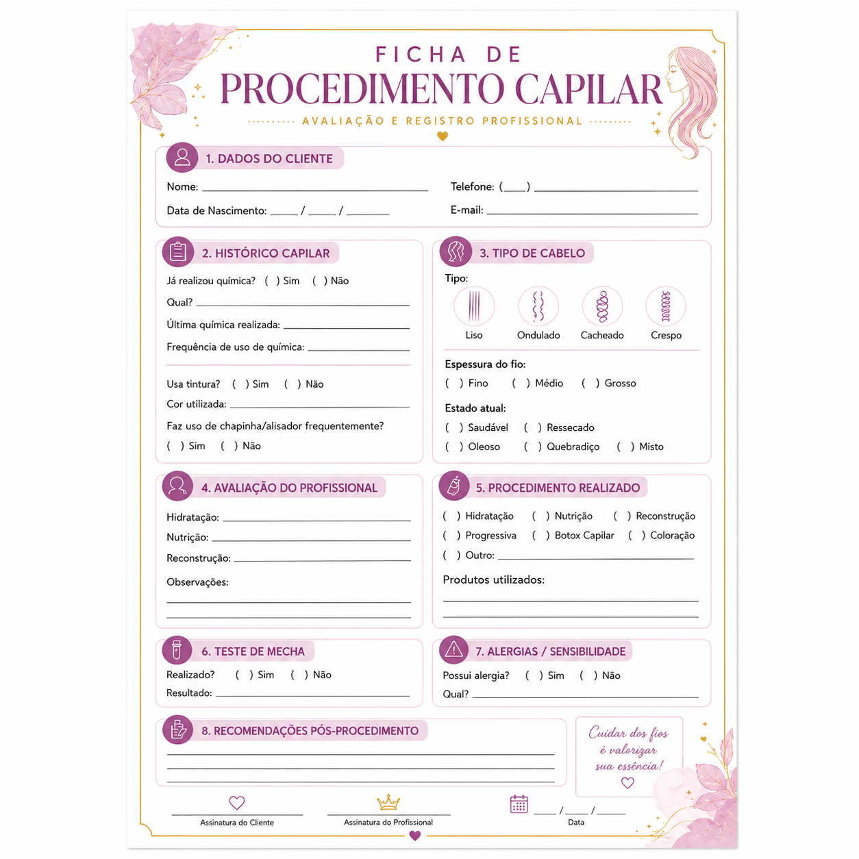 Ficha De Cliente / Anamnese - Opção 2