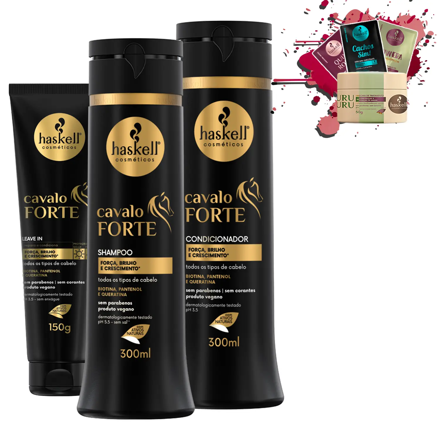 Kit Haskell Cavalo Forte Sh Condicionador 300ml + Leave-in
