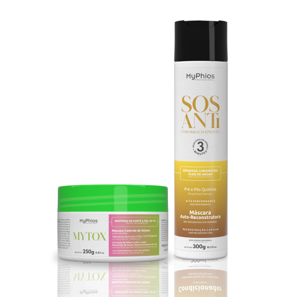 Acidificação Capilar: MyTox 250g + SOS Antiemborrachamento 300g