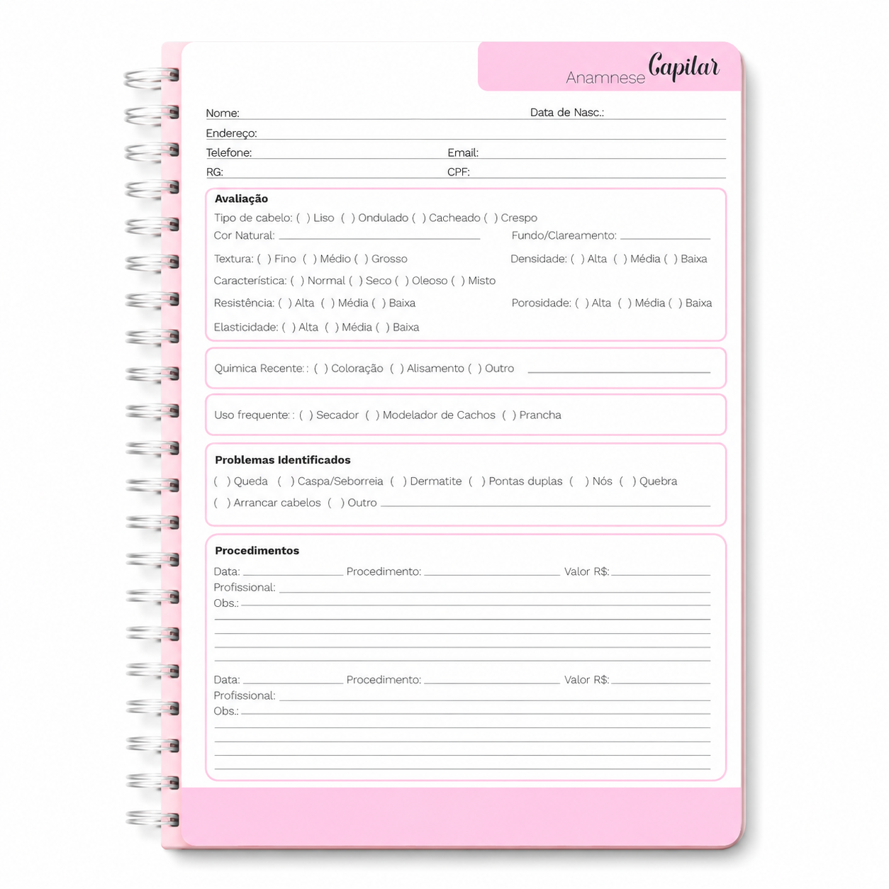 Ficha De Cliente / Anamnese - Opção 5