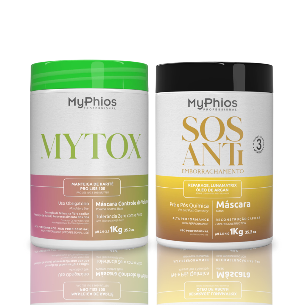 Acidificação Capilar: SOS Antiemborrachamento 1Kg + MyTox Redutor de Volume 1Kg